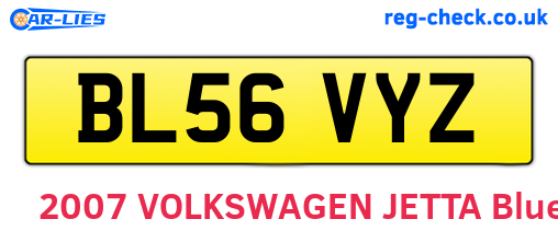 BL56VYZ are the vehicle registration plates.