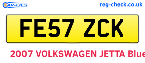 FE57ZCK are the vehicle registration plates.