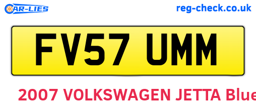 FV57UMM are the vehicle registration plates.
