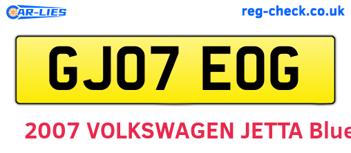 GJ07EOG are the vehicle registration plates.