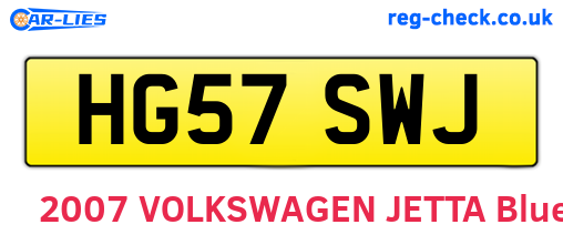 HG57SWJ are the vehicle registration plates.