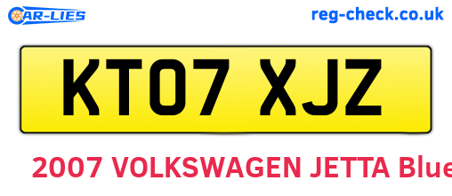 KT07XJZ are the vehicle registration plates.
