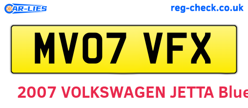 MV07VFX are the vehicle registration plates.