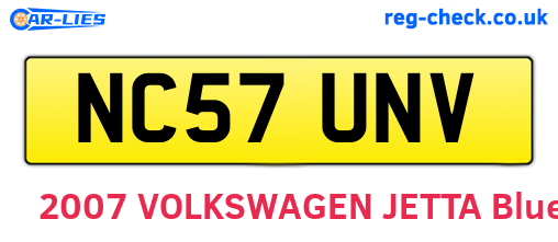 NC57UNV are the vehicle registration plates.