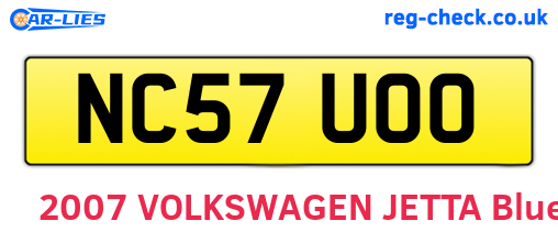 NC57UOO are the vehicle registration plates.