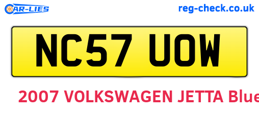 NC57UOW are the vehicle registration plates.