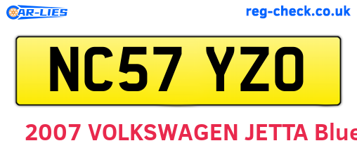 NC57YZO are the vehicle registration plates.
