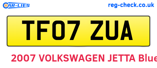 TF07ZUA are the vehicle registration plates.