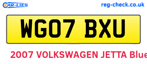 WG07BXU are the vehicle registration plates.