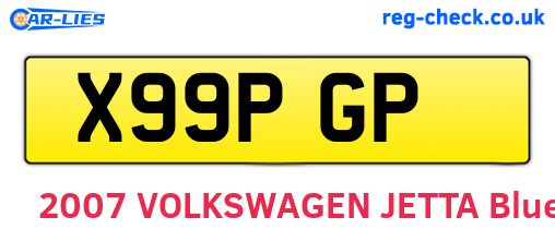 X99PGP are the vehicle registration plates.