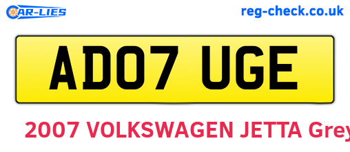 AD07UGE are the vehicle registration plates.