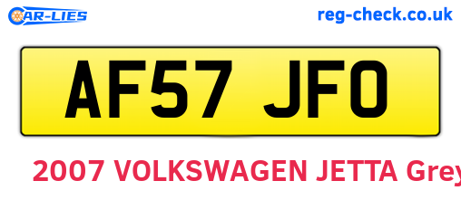 AF57JFO are the vehicle registration plates.
