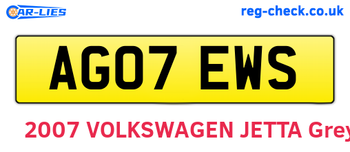 AG07EWS are the vehicle registration plates.
