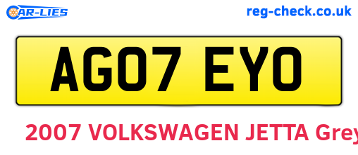 AG07EYO are the vehicle registration plates.