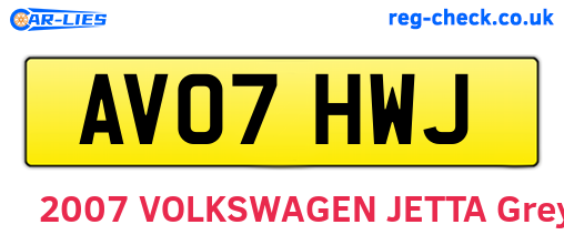 AV07HWJ are the vehicle registration plates.