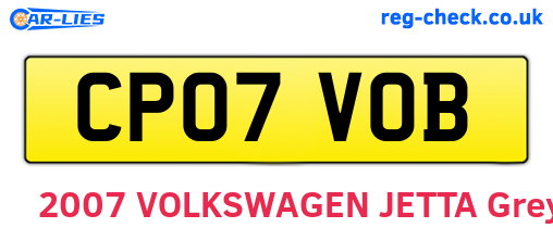 CP07VOB are the vehicle registration plates.