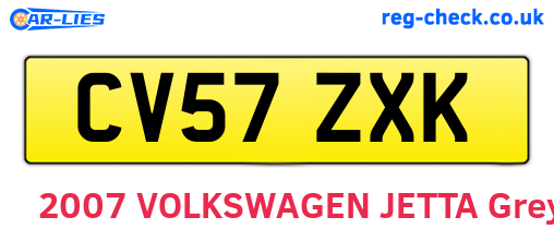 CV57ZXK are the vehicle registration plates.