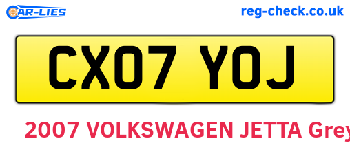 CX07YOJ are the vehicle registration plates.