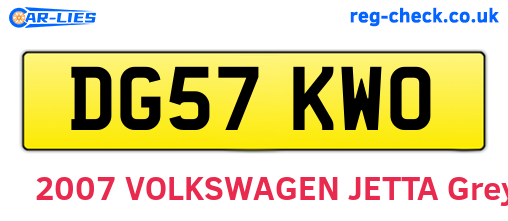 DG57KWO are the vehicle registration plates.