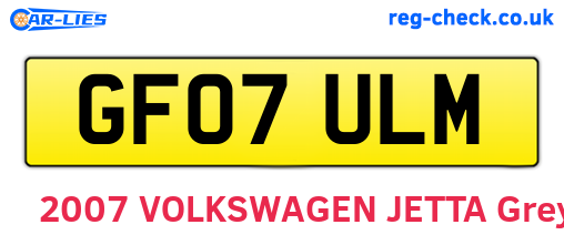 GF07ULM are the vehicle registration plates.