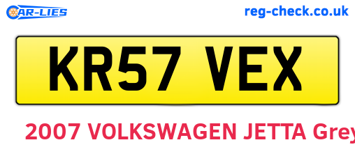 KR57VEX are the vehicle registration plates.