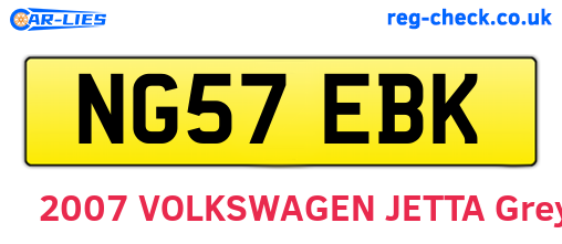 NG57EBK are the vehicle registration plates.