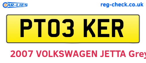PT03KER are the vehicle registration plates.