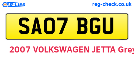 SA07BGU are the vehicle registration plates.