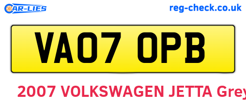 VA07OPB are the vehicle registration plates.