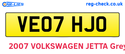 VE07HJO are the vehicle registration plates.