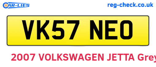 VK57NEO are the vehicle registration plates.