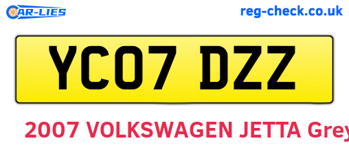 YC07DZZ are the vehicle registration plates.