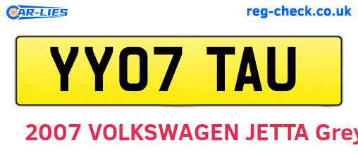 YY07TAU are the vehicle registration plates.