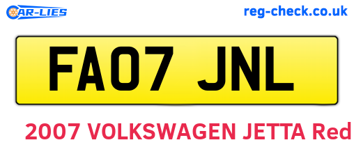 FA07JNL are the vehicle registration plates.