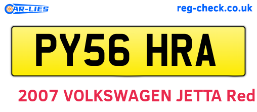 PY56HRA are the vehicle registration plates.