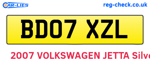 BD07XZL are the vehicle registration plates.