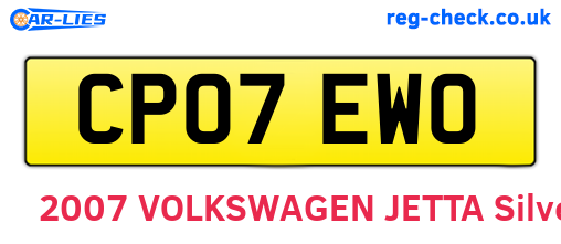 CP07EWO are the vehicle registration plates.
