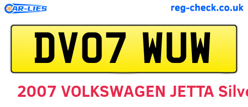 DV07WUW are the vehicle registration plates.