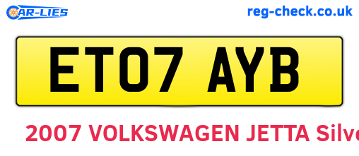 ET07AYB are the vehicle registration plates.