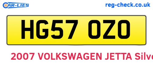 HG57OZO are the vehicle registration plates.