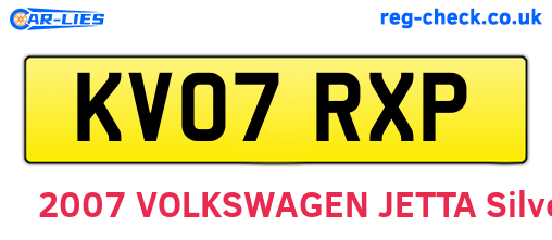 KV07RXP are the vehicle registration plates.