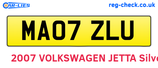 MA07ZLU are the vehicle registration plates.