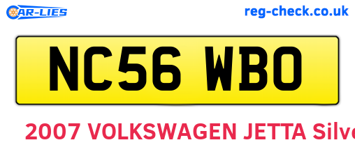 NC56WBO are the vehicle registration plates.