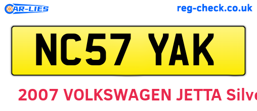 NC57YAK are the vehicle registration plates.