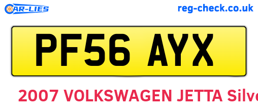 PF56AYX are the vehicle registration plates.