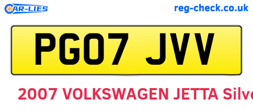 PG07JVV are the vehicle registration plates.