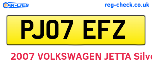 PJ07EFZ are the vehicle registration plates.