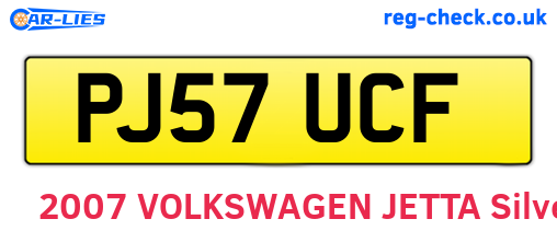 PJ57UCF are the vehicle registration plates.