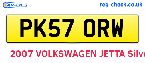 PK57ORW are the vehicle registration plates.