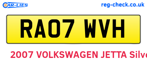 RA07WVH are the vehicle registration plates.